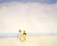 Bambini sulla spiaggia 1983 olio
