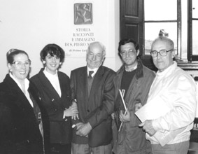 Giuseppe Ancarani, il primo a destra, durante la presentazione di un libro di Primo Lascialfari a San Piero a Sieve