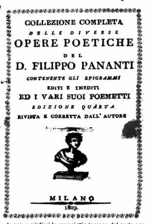 Un frontespizio di un'opera di Filippo Pananti