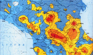La carta delle zone pi� a rischio tellurico