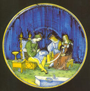 CLICCA QUI PER INGRANDIRE Piatto, cm 23,5, Cafaggiolo, 1510 circa, Victoria and Albert Museum, Londra, small.JPG (26880 byte)