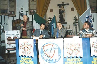 Franco Marini al Cenacolo dei Cappuccini di Borgo San Lorenzo insieme a Antonio Di Pietro, Giuseppe Matulli e Alberto De Paola