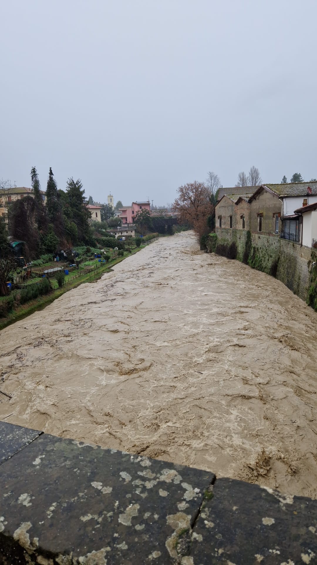 Il Carza in piena a San Piero a Sieve