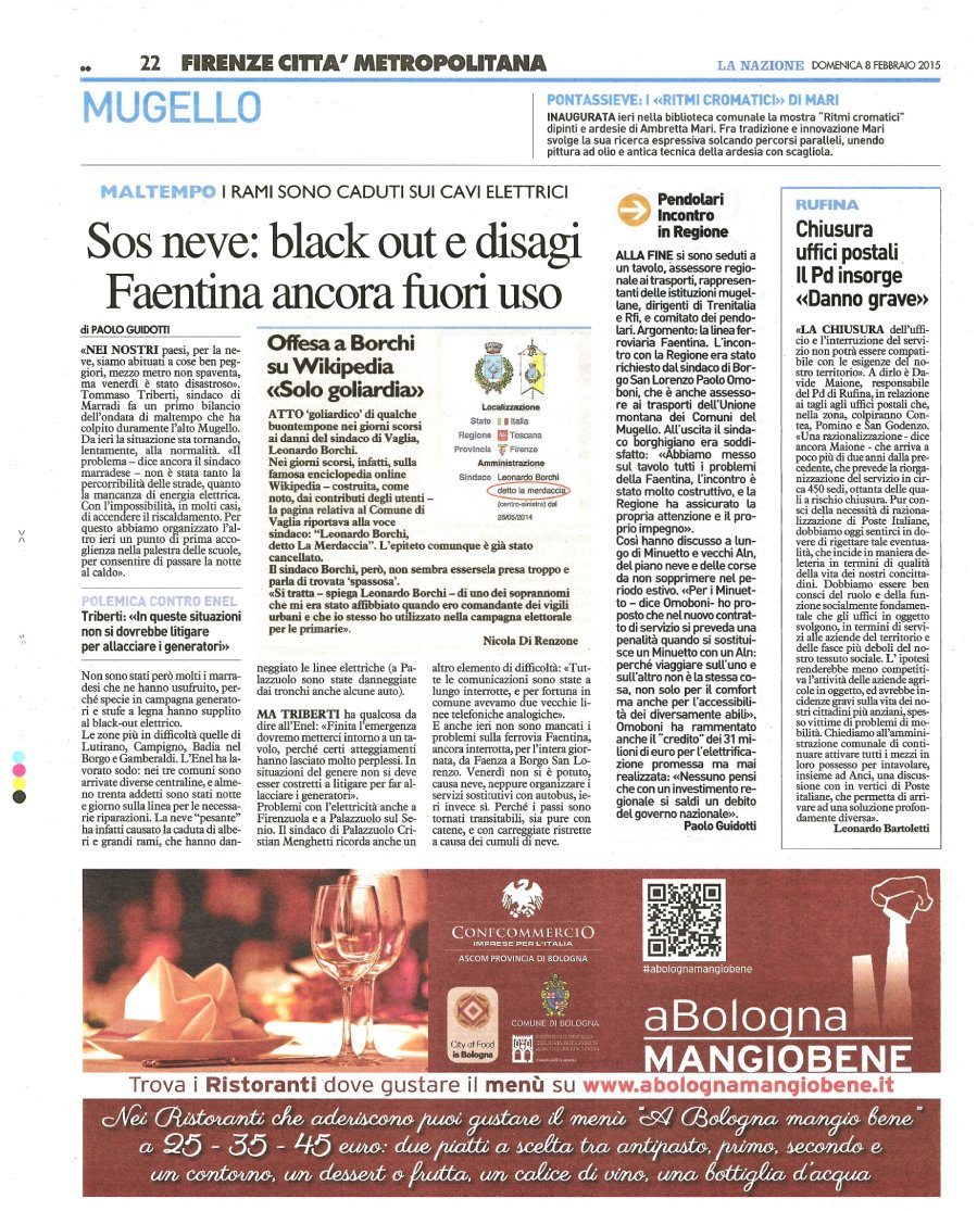 La pagina de La Nazione del 2015