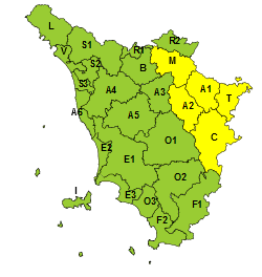 La mappa del rischio neve