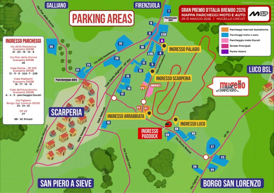 La mappa con i parcheggi