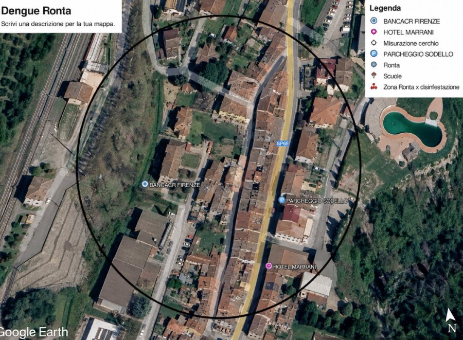 La mappa dell'area interessata dalla disinfestazione, allegata all'ordinanza comunale