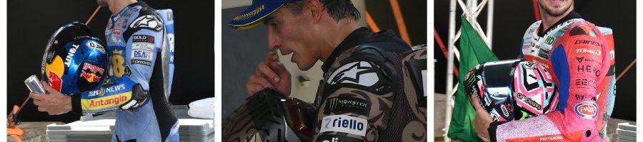 Da sinistra: Alex Márquez, Marc Márquez e Fabio Di Giannantonio